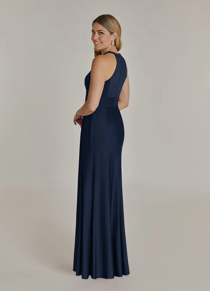 Sheath Sequins Chiffon Dark Navy formal dresses evening dress Mother of the Bride Dresses