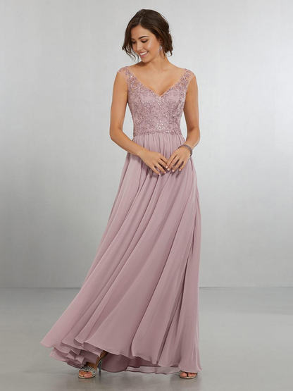 A-Line V-Neck Floor-Length Chiffon Wedding Party Dress formal dresses evening gown Bridesmaid Dress