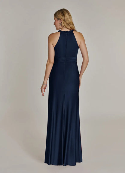Sheath Sequins Chiffon Dark Navy formal dresses evening dress Mother of the Bride Dresses