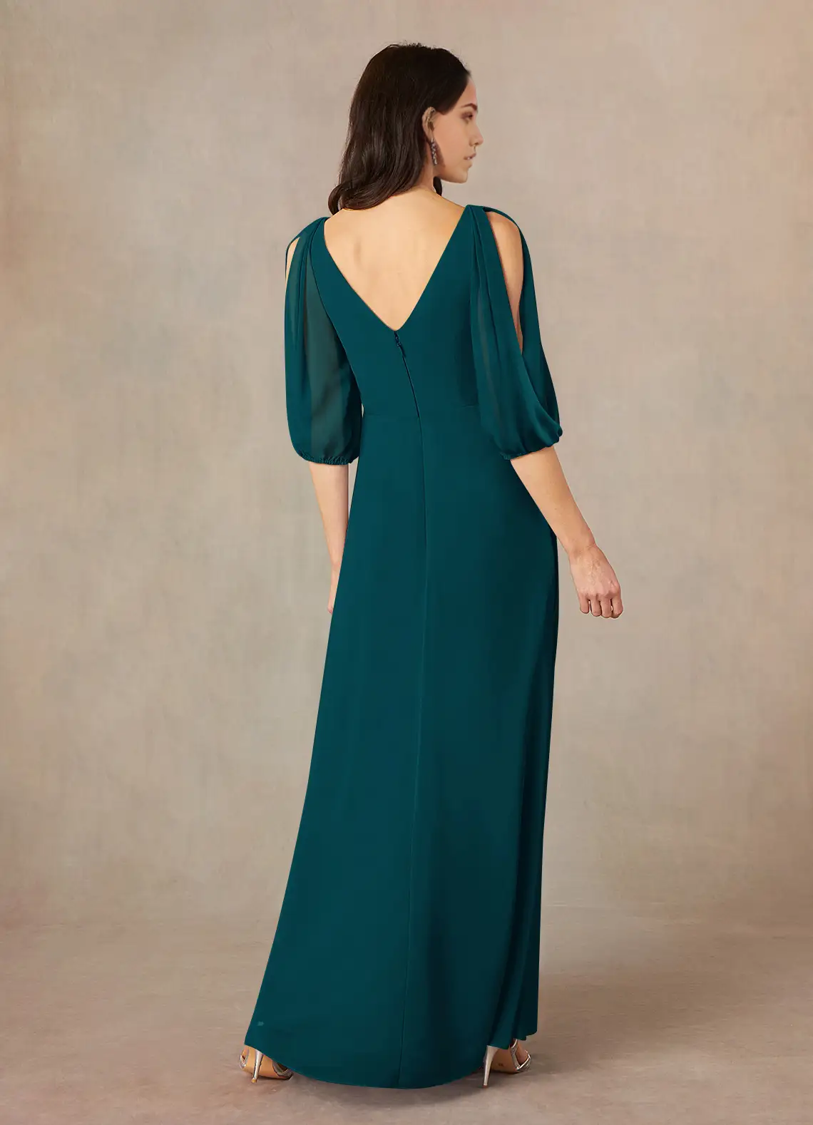 A-Line V-Neck Ruched Chiffon formal dresses evening dress Mother of the Bride Dresses