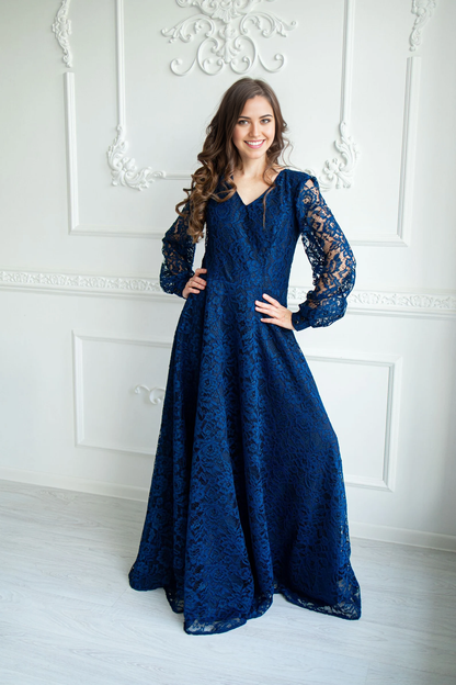 A-line V-Neck Lace Bridesmaid Dress Formal Dresses for Wedding Guest Cocktail Dress Mother of the Bride Dresses