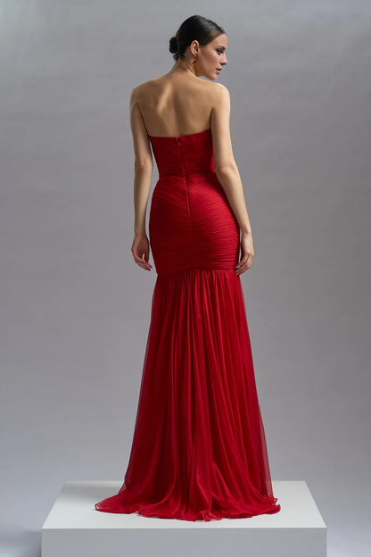 Mermaid dress sleeveless chiffon corset and floor length evening gown