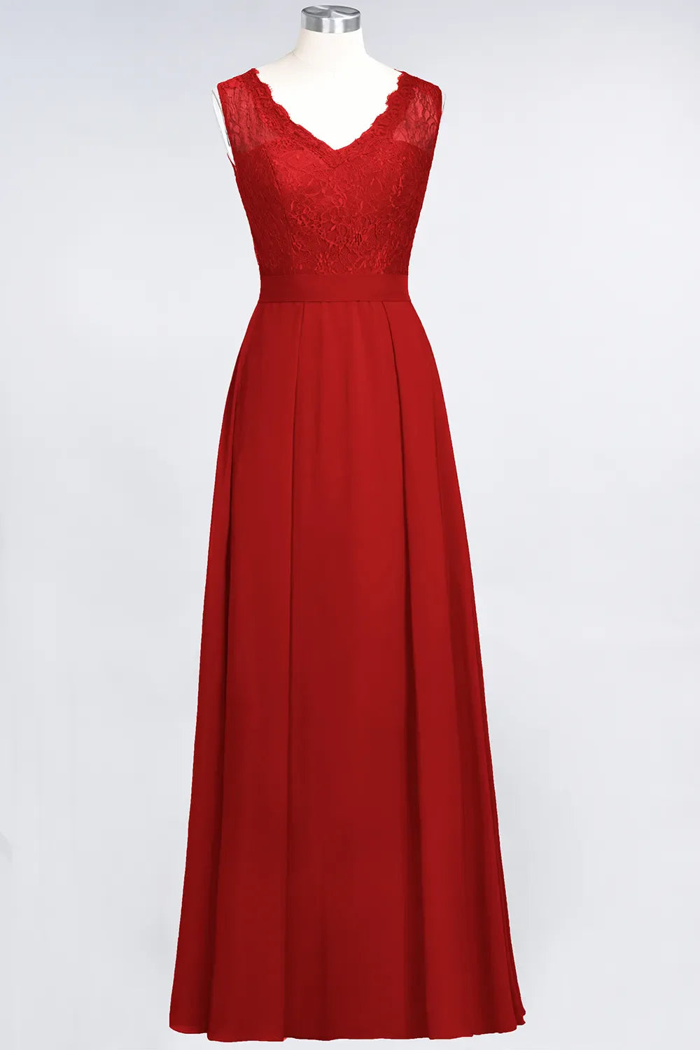 A-Line V-Neck Sleeveless Floor-Length Chiffon Bridesmaid Dress