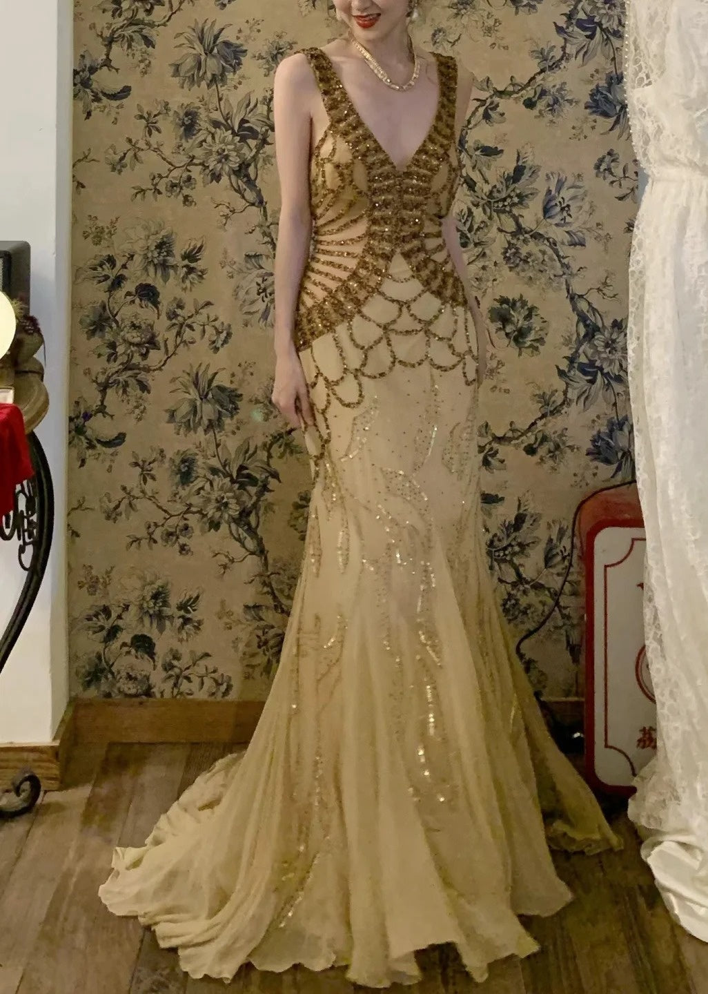Gorgeous Prom Dress V-neck Mermaid Gala Dress Birthday Party Dress Evening Dress HZ0319