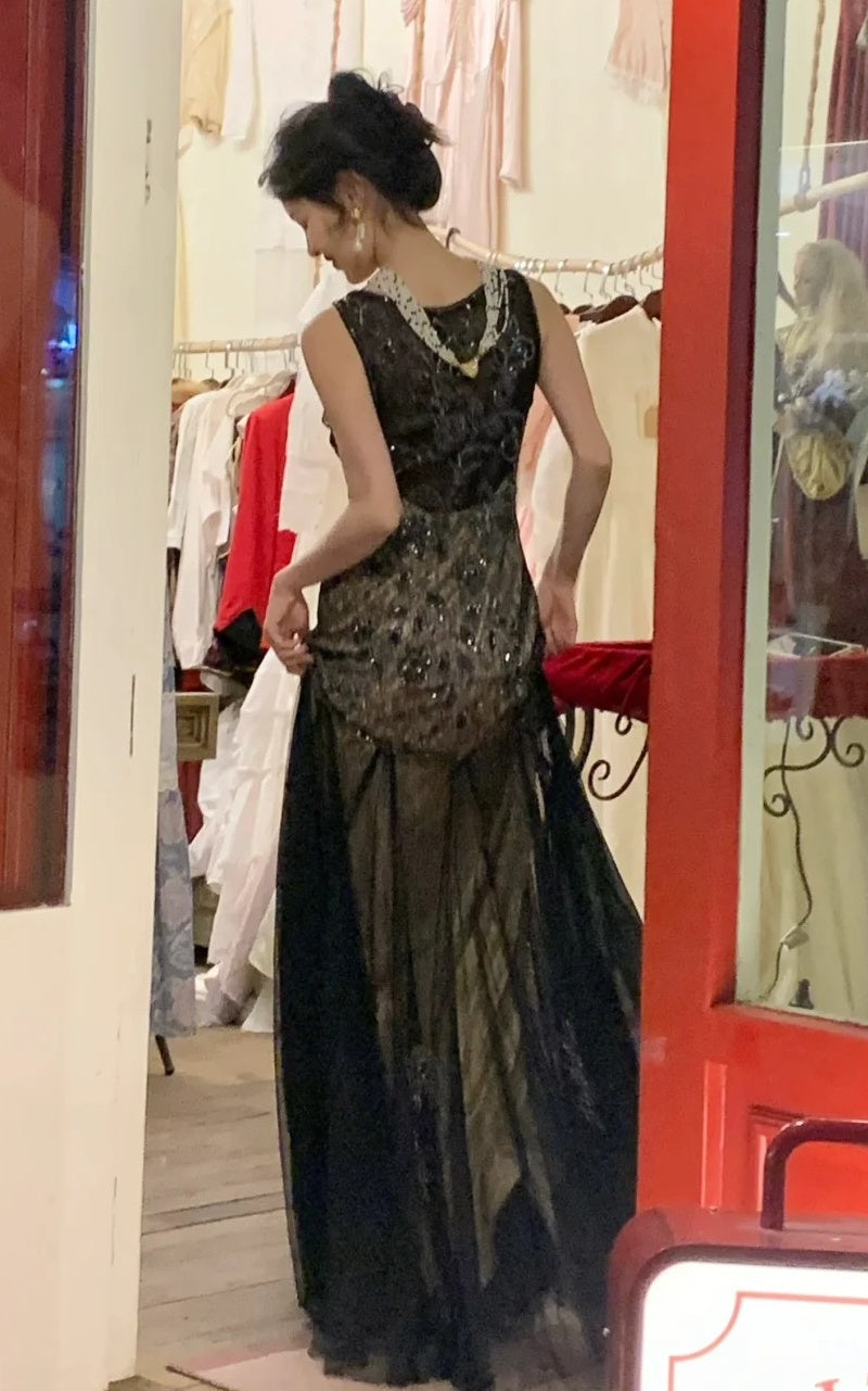 Vintage Prom Dress A Line V-neck Gala Dress Formal Dress Evening Dress HZ0319