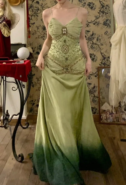 Vintage Prom Dress Ombre Spaghetti Straps Gala Dress Cocktail Dress Evening Dress HZ0319