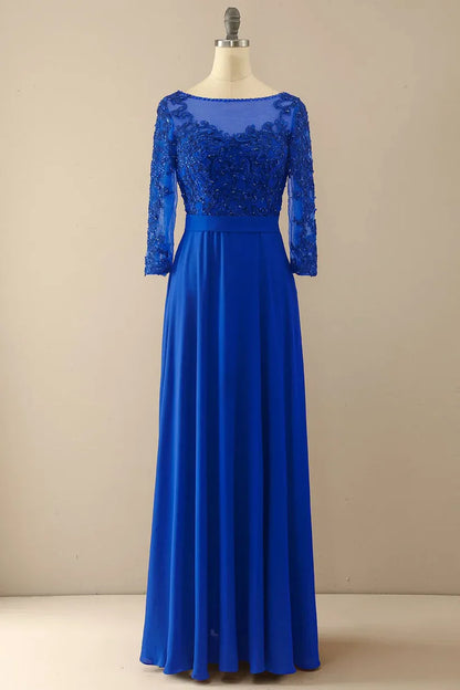 A-line Illusion Sleeves Mother of the Bride Dress