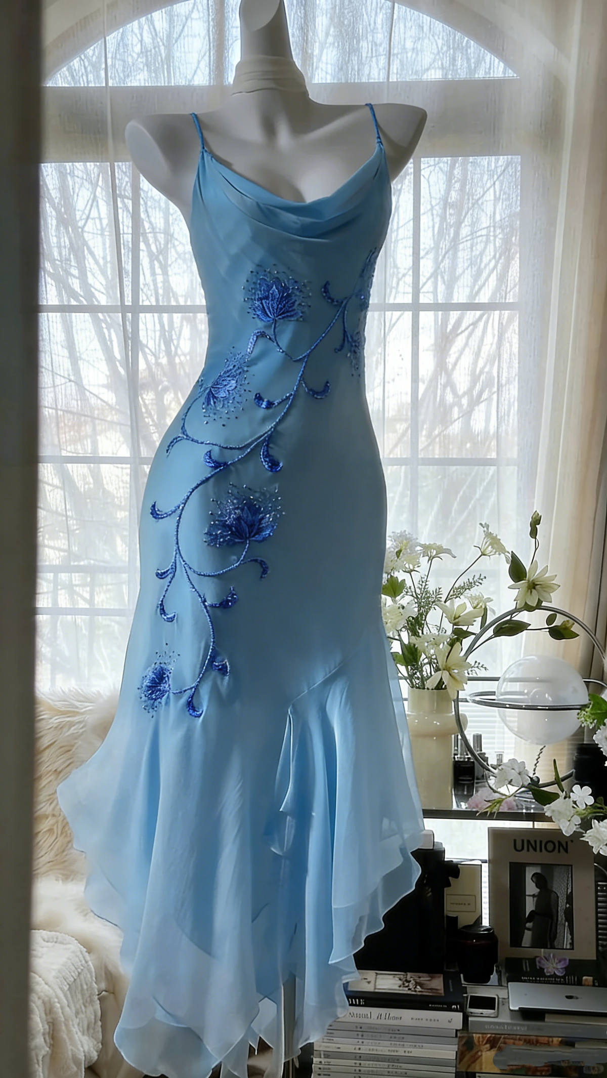 Pure and Elegant Chiffon Strap Beaded Mermaid Prom Dress