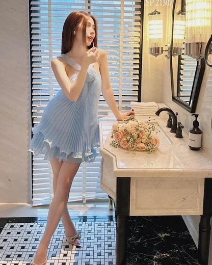 Cute Pleated Ruffle Short A-Line Party Dress Cocktail Dress Homecoming Dress HZ1024