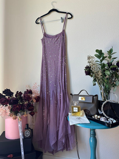 Elegant Purple Mermaid Off-shoulder Strap Sequin Chiffon Long Prom Dress Evening Dress cc4981