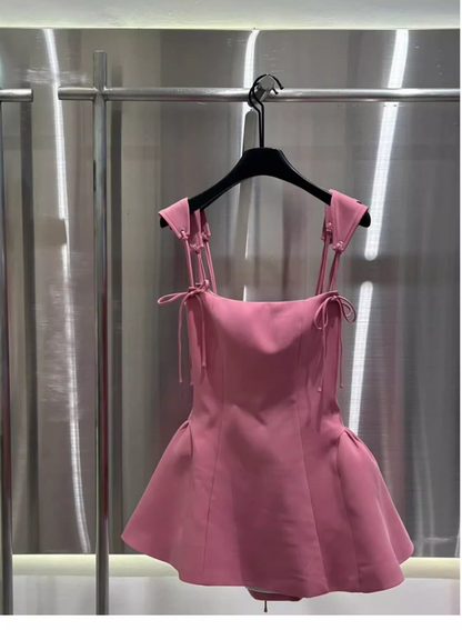 New Fashion Rose Pink Ruffled Hem Design A-line Party Dress Homecoming Dress HZ1024
