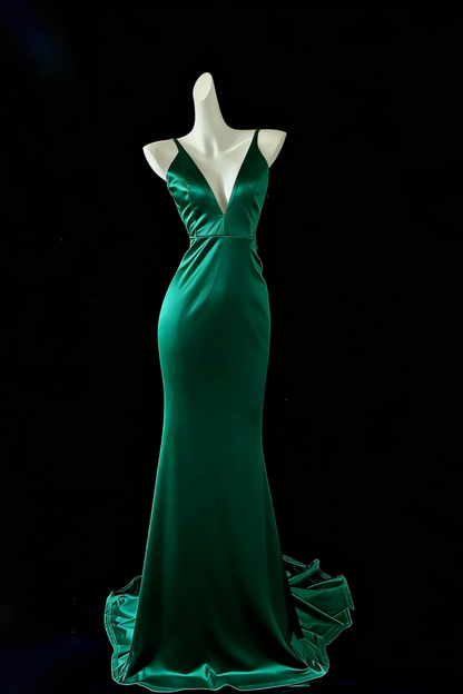White Mermaid Elegant Long Satin Ball Gown Evening Dress Party Dress gh4474