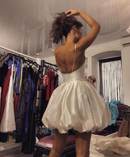 White Backless Homecoming Dress Cute Homecoming Dress cc94