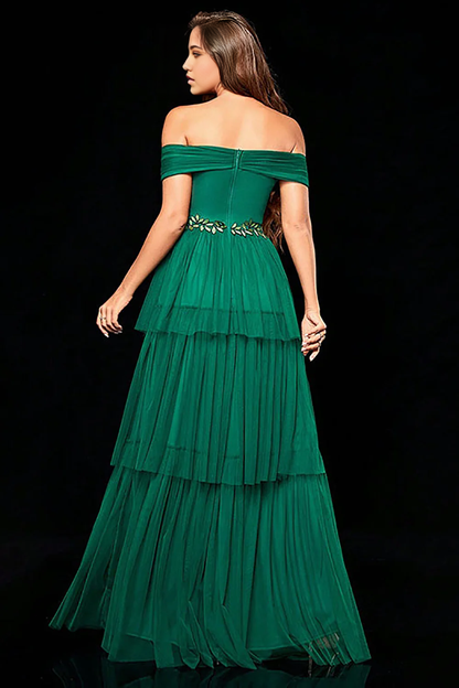 A Line Tulle Off the Shoulder Prom Dress