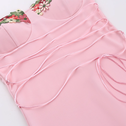 Vintage Applique Floral Spaghetti Strap Mermaid Long Summer Dress Prom Dress Evening Dress HZ1024