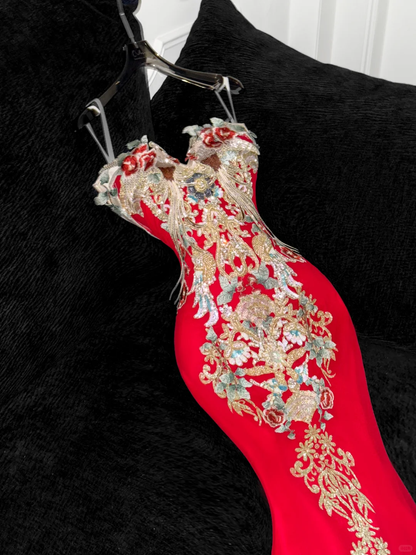 Retro Sparkling Beaded Sequin Mermaid Design Exquisite Embroidery Wedding Outfit Evening Dress Prom Dresses HZ1024