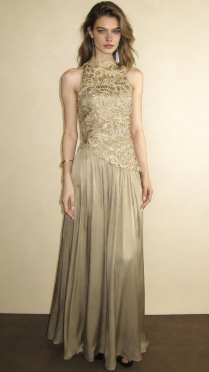 Charming Prom Dress A Line High-collar Pleated Cocktail Dress Evening Dress Wedding Guest Dress HZ0319