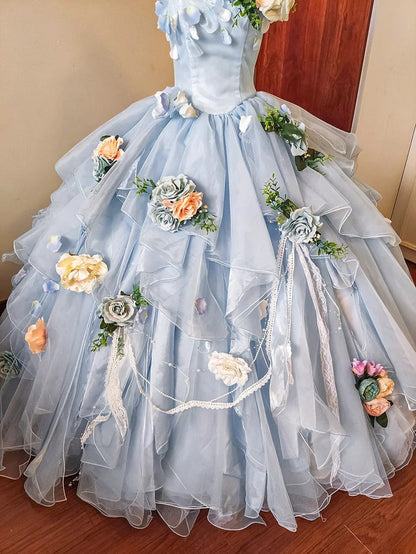 Charming Prom Dress Spaghetti Straps Pleated Tulle Evening Dress Quinceanera Dress Ball Gown HZ0319
