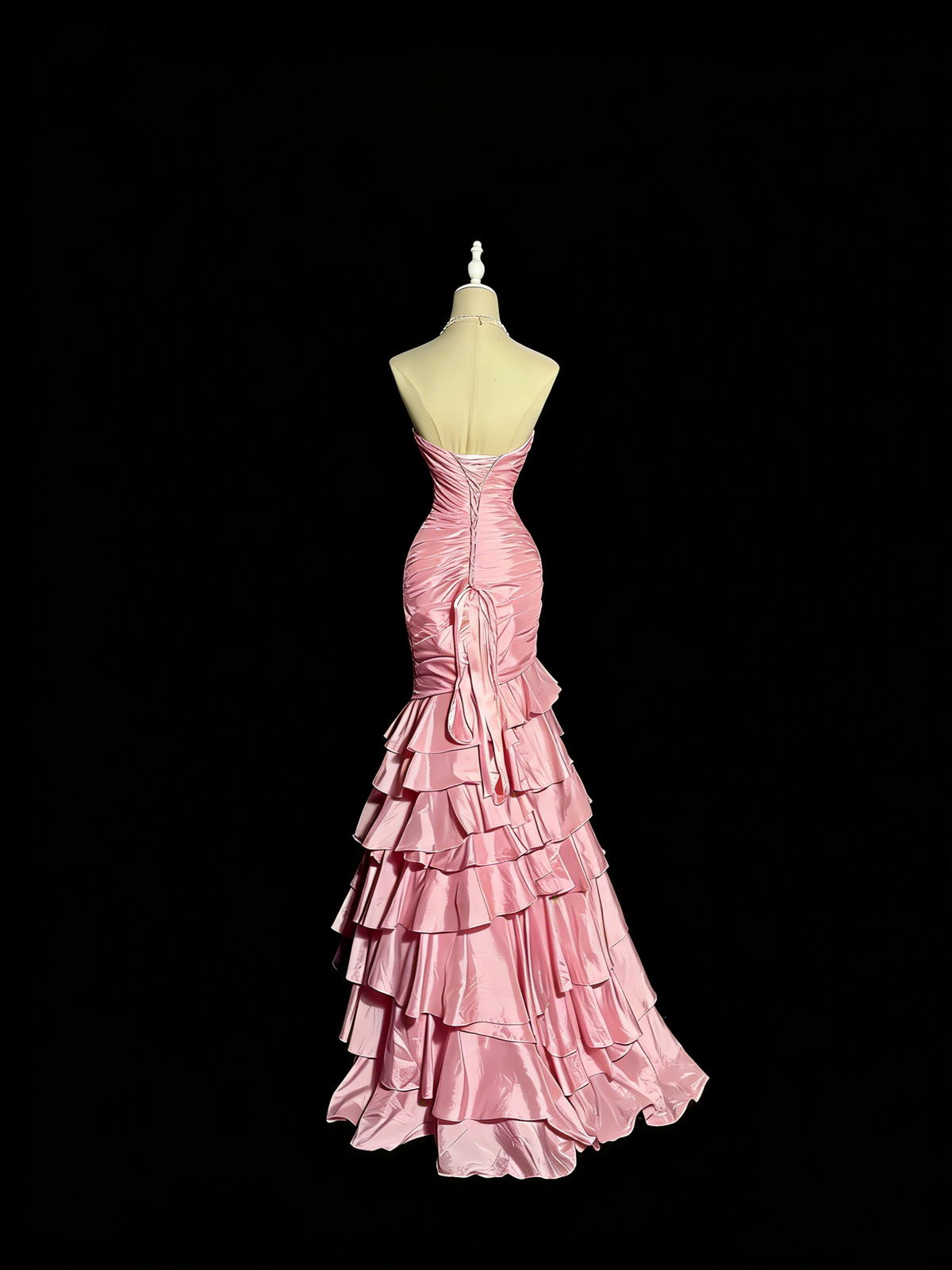 Charming Prom Dress Light Pink Sweetheart Pleated Tiered Mermaid Gala Dress Evening Dresses Birthday Party Dress HZ0319