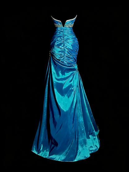 Elegant Prom Dress Blue Sweetheart Pleated Mermaid Gala Dress Evening Dresses Birthday Party Dress HZ0319