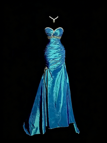 Elegant Prom Dress Blue Sweetheart Pleated Mermaid Gala Dress Evening Dresses Birthday Party Dress HZ0319