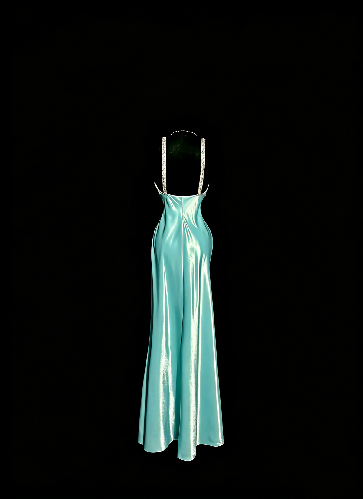 Elegant Prom Dress Satin Light Blue Spaghetti Straps Formal Dress Evening Dresses Wedding Guest Dress HZ0319