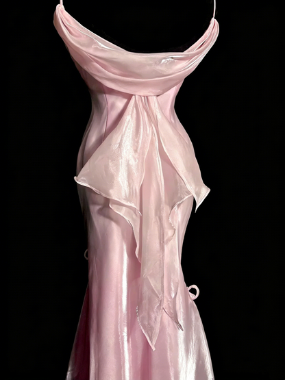 Sweet Prom Dress Light Pink Spaghetti Straps Mermaid Formal Dress Evening Dresses Birthday Party Dress HZ0319
