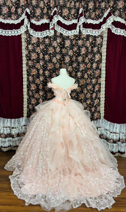 Elegant Sweetheart Beaded Off-the-shoulder Sweet 16 Quinceanera Strapless A-Line Floor-length Prom Dress Evening Dress Ball Gown HZ1024