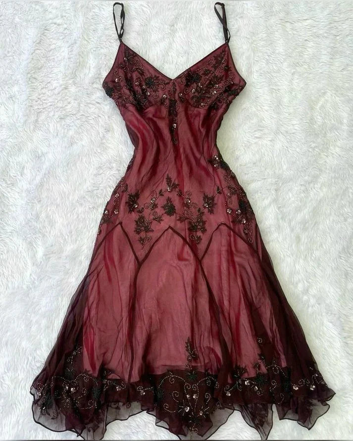 Vintage Beaded Embroidery V-neck Mermaid Prom Dress Party Dress Evening Dress HZ1024