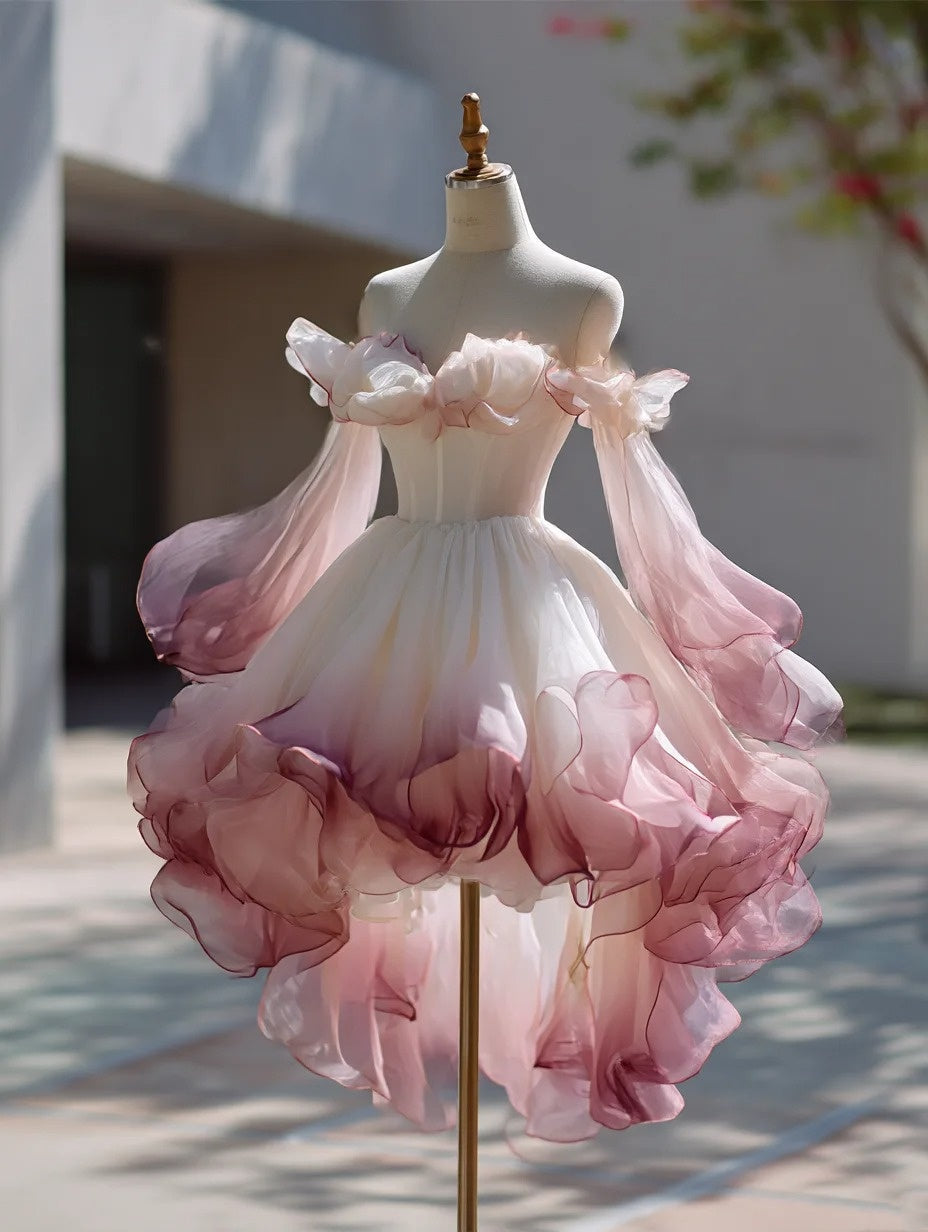 Beauty Homecoming Dress Ombre Off Shoulder Ruffle Short Prom Dress Birthday Party Outfits Cocktail Dress HZ0319