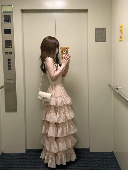 Beauty Prom Dress Spaghetti Straps Tiered Gala Evening Gown Dress Birthday Party Outfits HZ0319