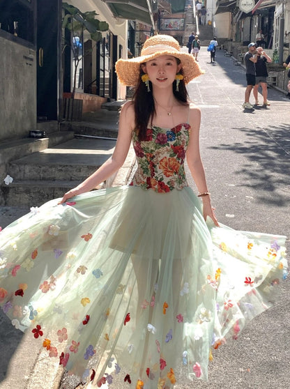 Colorful Prom Dress Sweetheart Tulle Floral Birthday Party Outfits Evening Gown Gala Dress HZ0319