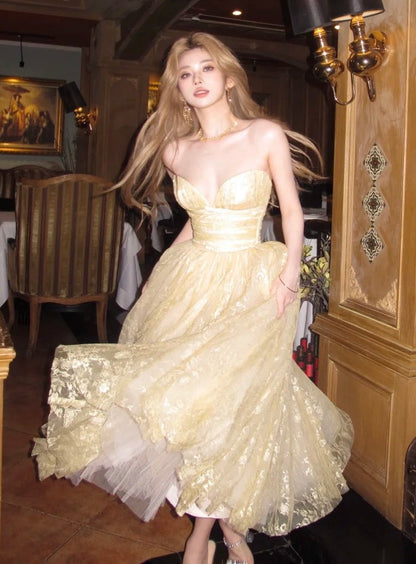 Shiny Prom Dress Sweetheart Tulle Pleated Birthday Party Outfits Gala Gown Evening Dress HZ0319
