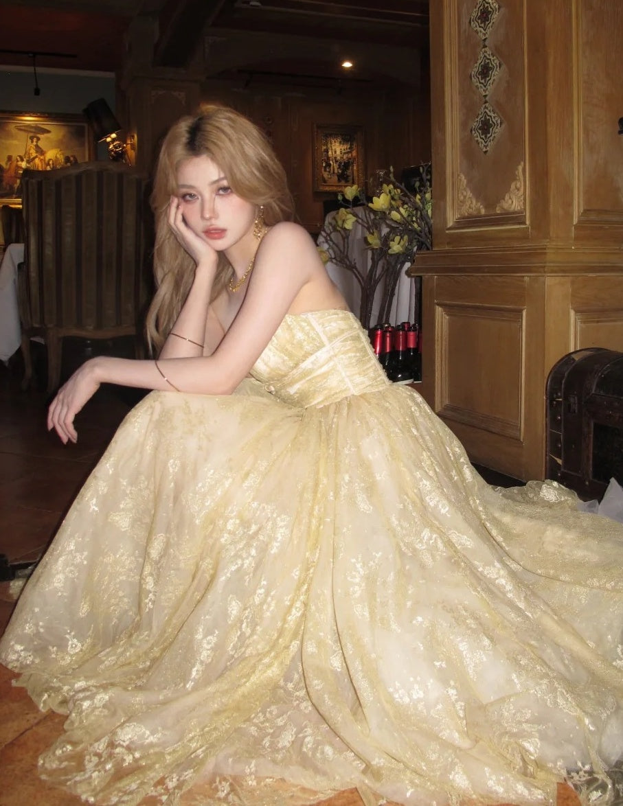 Shiny Prom Dress Sweetheart Tulle Pleated Birthday Party Outfits Gala Gown Evening Dress HZ0319