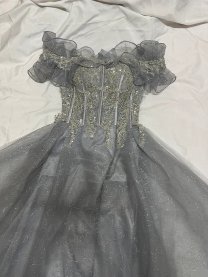 Beauty Prom Dress Off Shoulder Pleated Gala Gown Birthday Party Outfits Tulle Evening Dress HZ0319