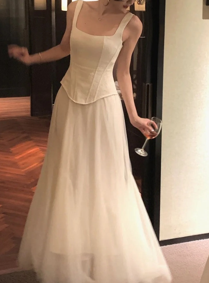 Beauty Prom Dress Spaghetti Straps Tulle Pleated Gala Gown Party Outfits Evening Dress HZ0319