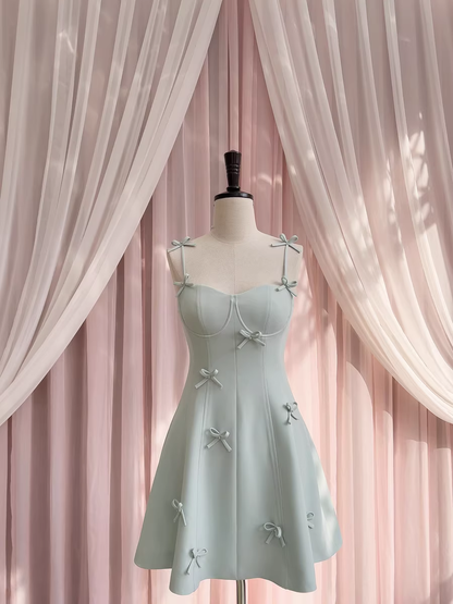 New Fashion Bow Design A-line Spaghetti Strap Party Dresses Homecoming Dresses, HZ1024