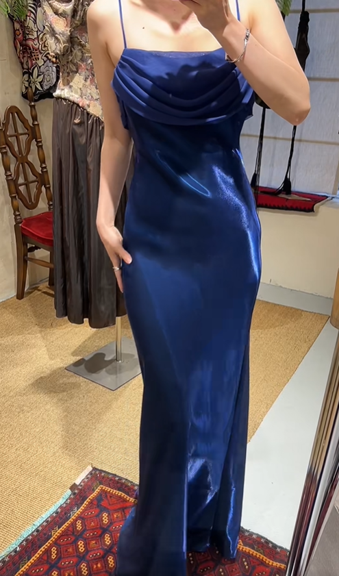Elegant Prom Dress Satin Spaghetti Straps Pleated Evening Dresses Gala Gown Cocktail Outfits HZ0319