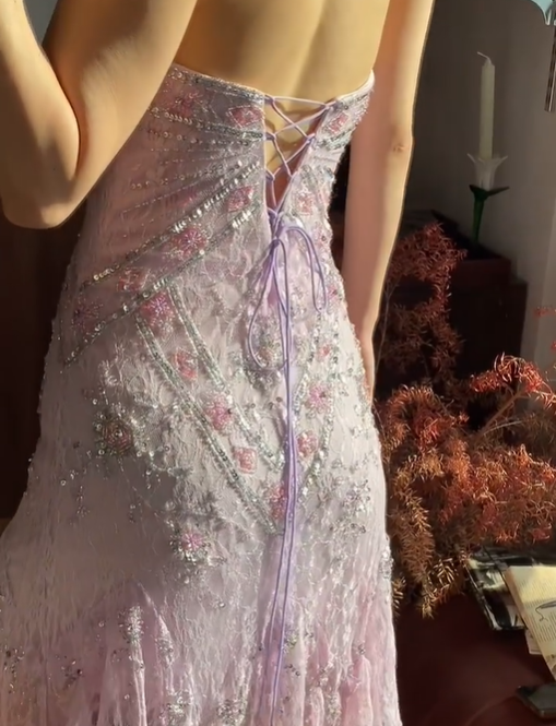 Chic Prom Dress Strapless Beading Evening Dresses Gala Gown Cocktail Outfits HZ0319