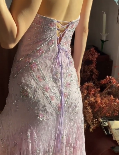 Chic Prom Dress Strapless Beading Evening Dresses Gala Gown Cocktail Outfits HZ0319