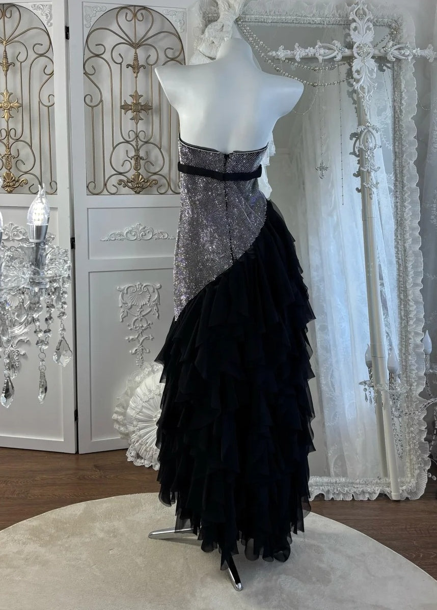 Charming Prom Dress Strapless Pleated Tulle Evening Dress Gala Gown Cocktail Outfits HZ0319