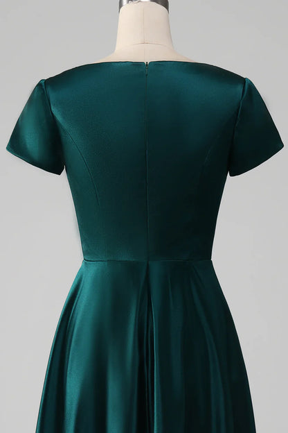 A-line V-neck Satin Mother of the Bride Dress