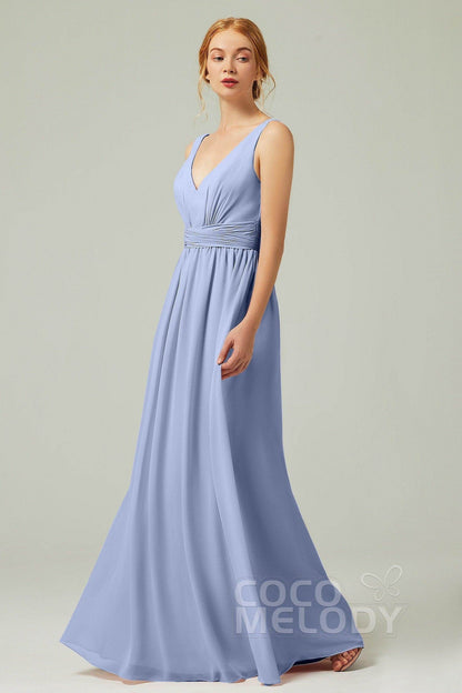 A-Line Floor Length Chiffon Bridesmaid Dress CB0318