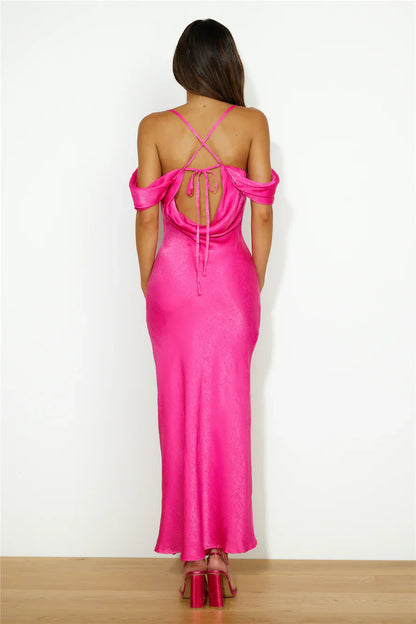 Jimiss off shoulder collar thin shoulder strap backless long style Prom dress