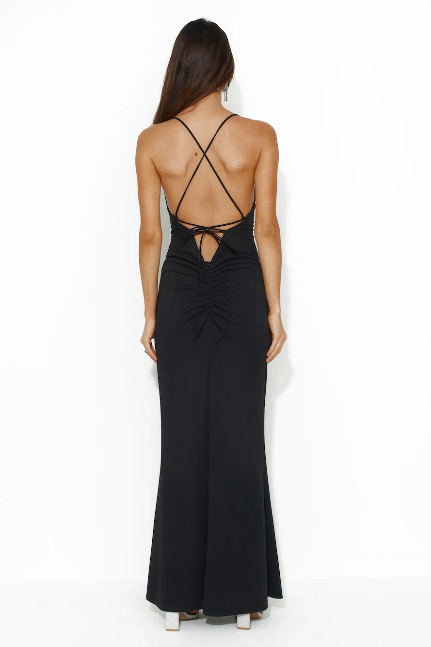 Jimiss collar back strap exposed back and floor length Prom dress