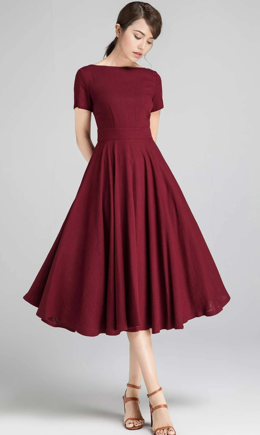 A-line Boat Neck Short Sleeve Bridesmaid Dress Formal Dresses for Wedding Guest Cocktail Dress Mother of the Bride Dresses