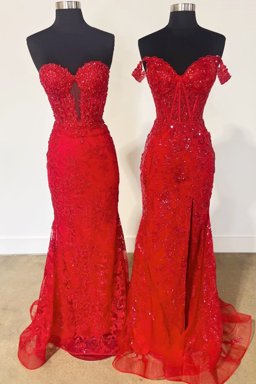 Lace Appliques Sweetheart Keyhole Trumpet Long Prom Dress