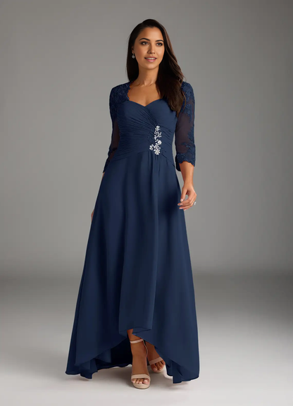 A-Line Lace Chiffon Dark Navy formal dresses evening dress Mother of the Bride Dresses