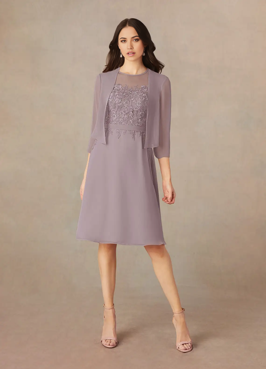 Two Piece A-Line Scoop Sequins Chiffon Dusk formal dresses evening dress Mother of the Bride Dresses