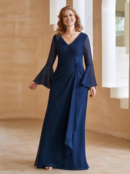 V-neck folds and mother of the bride dress